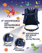 HappyVk- Backpack with Leash for Kids-Anti Lost Walking Toddler Leash-Dinosaur design-for 1-4 Years Old Boys, Girls