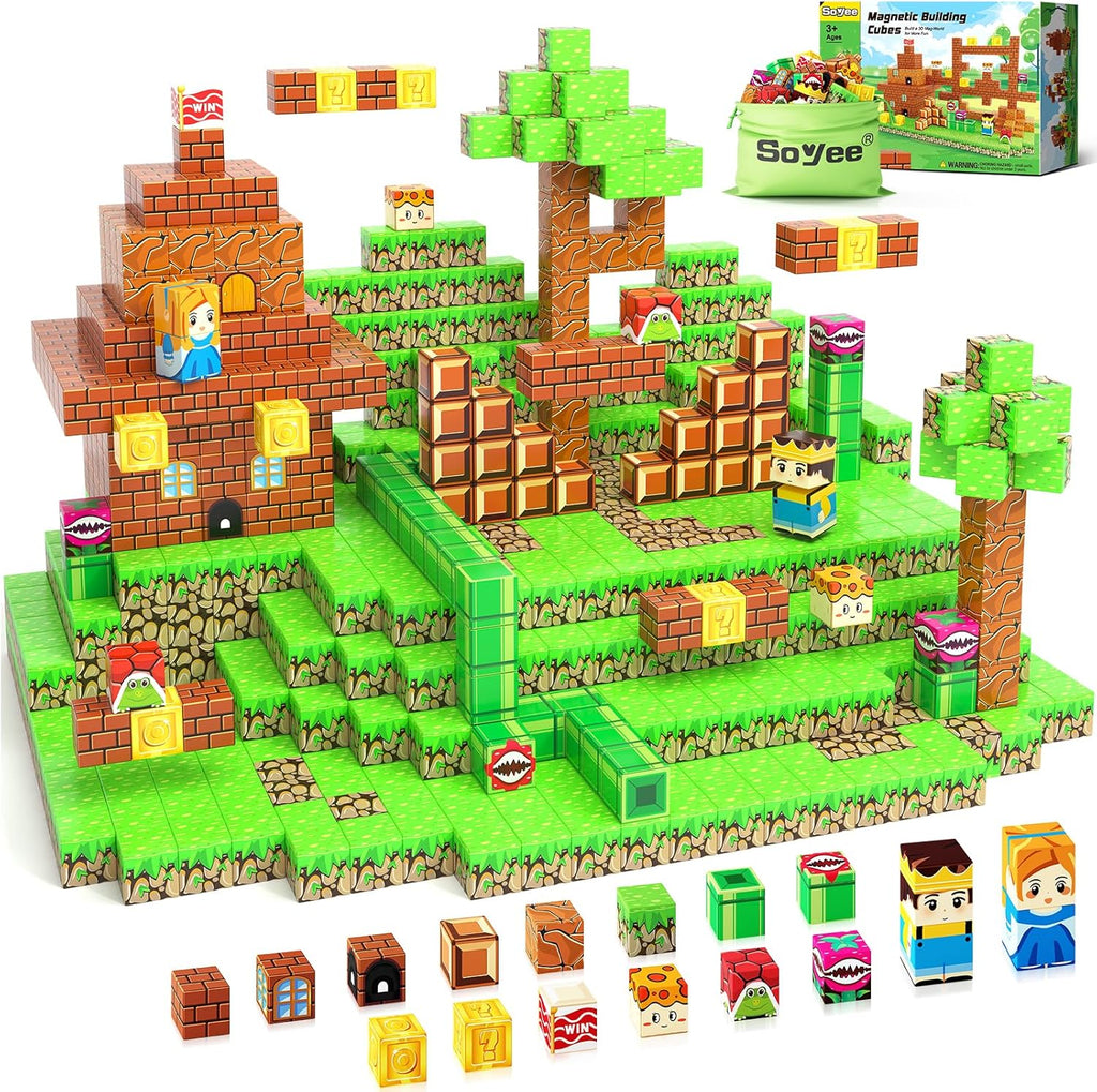 108PCS Magnetic Blocks Building Toys - 1'' Magnet Building Blocks Build Mine Magnet World Game Adventure Set Cubes Boys Girls Toys Ages 3-5 4-6 5-7 6-8 Kids Gifts for 3-12 Years Old School Supplies