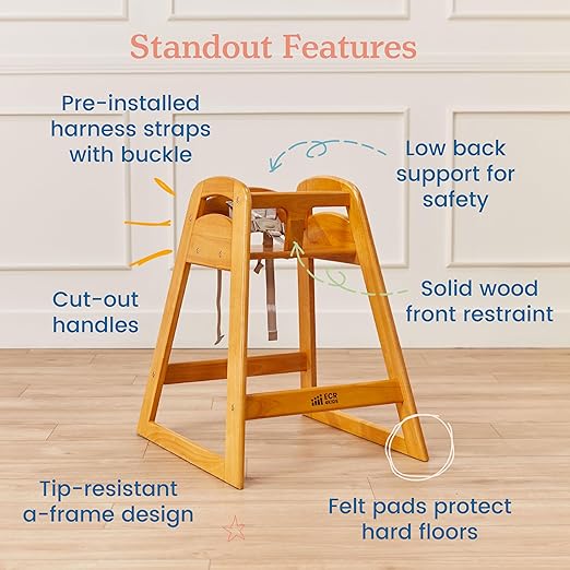 ECR4Kids ASATT High Chair, Toddler Chair, Honey