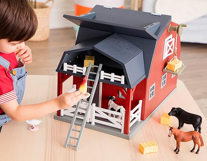 Terra by Battat – 20 Pieces Wooden Animal Barn Toy Set – Farm Animals & Play Fence – Pretend Play for Toddlers & 3+ Years – Educational Toys – Farmhouse Playset with Cute Animal Figures