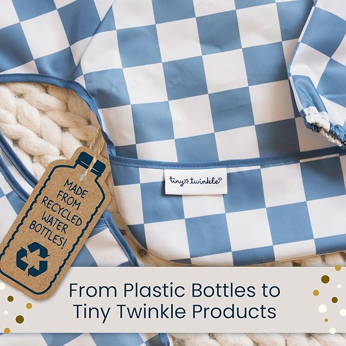 Tiny Twinkle Mess Proof Baby Bibs for Eating - Waterproof, Wipeable Bibs - Toddler Bibs - Travel Friendly - PFAS, PVC, BPA, Phthalate Free - Baby Food Bibs(3 Pack,Zen Garden)