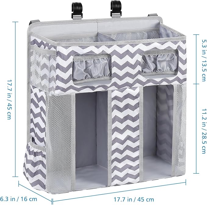 Accmor Changing Table Diaper Organizer, Hanging Diaper Caddy Organizer Stacker for Cribs Changing Table Playard Wall Baby Essentials Storage, Stripe