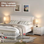 Bedside Lamps for Bedroom Set of 2 - Nightstand Table Lamp with USB A + C Charging Port, 3 Color Temperatures Pull Chain Night Stand Light, Side Table Desk Reading Lamp for Living Room/Dorm Room