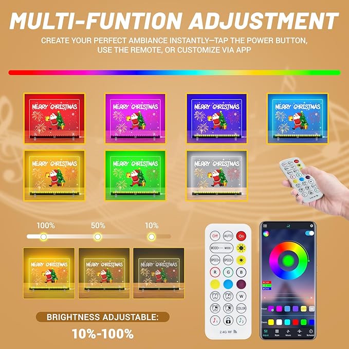 Doodle Glow, LED Note Board with Colors, 14.1"x10.9" Wooshneesham Acrylic Dry Erase Board, 16M-Color LED Light-Up Memo w/Music Sync, APP & Remote, Stand & 7 Markers, Battery Case, Neon Glow (Black)