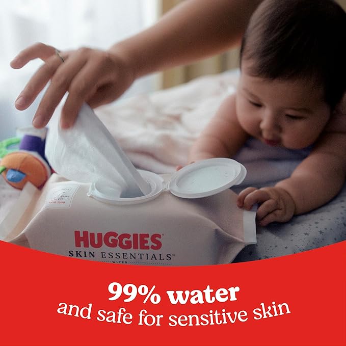 Huggies Skin Essentials Baby Wipes, Hypoallergenic, 99% Water, 6 Flip Top Packs (336 Wipes Total)