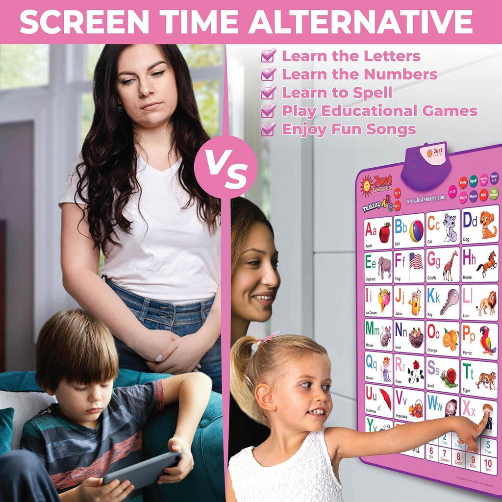 Just Smarty Interactive Alphabet Wall Chart | Talking ABCs & 123s Music Poster | Learning Toys for Toddlers 1-3 | Best Gift for Toddler Girl Ages 1 2 3 4 5 | Learning Posters for Toddlers 2-4 Years