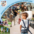 JXM Safety Harness for Active Childs with Quick Grab Handle, Teens Youth Secure Walking Harness with Autism Awareness and Pouch, Adjustable Tether Leash for Autism ADHD Special Needs Child Kids