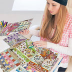 DIY 3D Sticker Scene，10 Sets Pack（600+） Large-Sized, Reusable Sticker Book, Cute Sets for Free Combination, Waterproof for Anywhere, Crafts Party Favors Birthday Gift