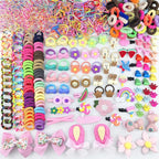 923 Pcs Toddler Hair Accessories - Baby Girls Elastic Ties, Soft Rubber Bands With Bow Clips, Claws - Assorted Supplies for Little One Kids With Thin Hair