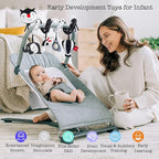 Car Seat Toys, High Contrast Black and White Toy for Infants 0-3 6 12 Months, Musical Black Fox Carseat Toys Stroller Toy for Babies Newborns