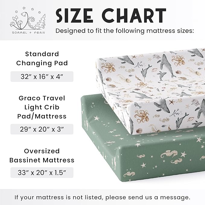 Baby Changing Pad Cover 2-Pack for Boys, Girls (Ocean Odyssey) - Premium Fitted Sheets Baby Diaper Changing Table Cover - Buttery Soft Cotton Blend