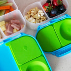 b.box Snack Box Reusable Snack Containers with Lids 2 compartments, Bento Box for kids and toddlers, Leakproof Lunch Box, BPA free and Dishwasher Safe Snack Container (Blue Slate, 1 3/4 Cup)