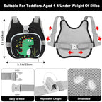 Accmor Toddler Harness Leash+ Anti Lost Wrist Link, Cute Dinosaur Kids Harness with Leash, Collapsible Child Leash Baby Walking Wristband Assistant Strap Belt for Boys