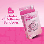 BioSwiss Bandages, Valentine Valentine Heart Shaped Self Adhesive Bandage, Latex Free Sterile Wound Care, Fun First Aid Kit Supplies for Kids, 24 Count