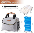 Breastmilk Cooler Bag with Ice Pack Fits 6 Baby Bottles up to 9 Ounce, Wearable Breast Pumps Cooler Bag for Nursing Mom Daycare, Work, Travel- Grey