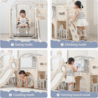 Toddler Outdoor Climber Playset with Basketball for Kids Ages 1 to 3 Years Slide and Swing Set 12 in 1 Playground Indoor Slide for Kids Durable Ecofriendly Plastic Backyard Playset White