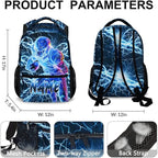 Boys School Backpack, Personalized Football Backpacks for Kids Kindergarten Senior Middle, 17 Inch Lightweight Lightning Bookbag with Custom Name, Cool Back to School Gift