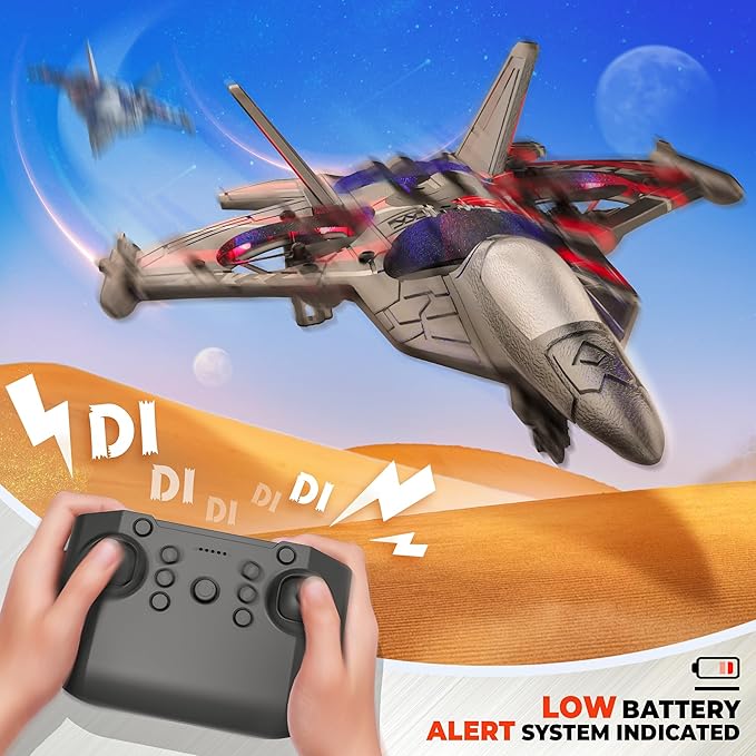 BEZGAR Drones for Kids | 2.4GHZ RC Plane, Remote Control Airplane, RC Helicopter, 360° Flip Fighter Jet Toy, Toys for ages 8-13 with Colorful LED Navigation Lights Red