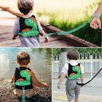 3 in 1 Toddler Harness Leash + Baby Anti Lost Wrist Link, Accmor Cute Dinosaur Child Safety Harness Tether, Kids Walking Wristband Assistant Strap Belt for Parent Boys Outdoor Activity (Black)