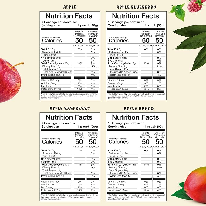 AMA TIME Organic Baby Food Pouches Variety Pack (12 Count, 8 Flavors) | Stage 1+ Fruit & Veggie Puree | Non-GMO Allergen-Free No Added Sugar | BPA-Free Pouches for Baby Led Weaning & Toddlers