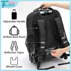 NEW TILAMI 18 inch Rolling Backpack for Kids - Waterproof, Stair-Climbing, Durable, Personalized Design for School, Travel, Black