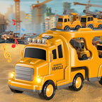 7 in 1 Construction Trucks Cars for Toddlers 3-5, Boy Toddler Car Truck Toys with Light Sound, Birthday Gifts for 3 4 5 6 Year Old Boy