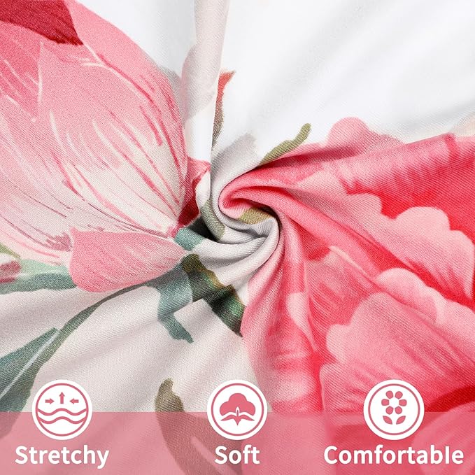 Nursing Pillow Cover, Breastfeeding Pillow Cover Stretchy Removable Feeding Pillowcase for Newborn, Ultra Soft and Comfortable Nursing Pillow Slipcover for Baby Girls Boys, Pink Peony Floral
