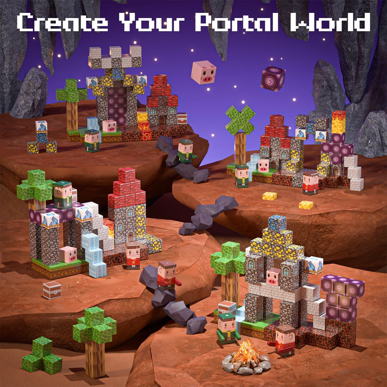 100PCS Magnetic Blocks - Magnet Tiles Toys for Kids, Magnetic Building Blocks Cubes, Stacking Magnets Toys for Kids, Birthday Gifts for Boys and Girls Age 3+ Years Old