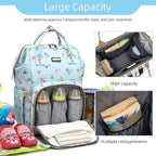 Diaper Bag Backpack for Women, Baby Bags for Girls,Diaper Bag with Changing Pad, and Insulated Pockets-Blue Flowers