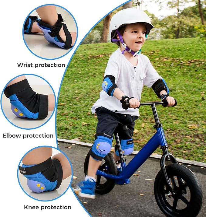 BOSONER Kids/Youth Knee Pad Elbow Pads for Roller Skates Cycling BMX Bike Skateboard Inline Rollerblading, Skating Skatings Scooter Riding Sports