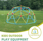 Climbing Dome, 10FT Jungle Gym with Swing for Kids 3 to 10 Outdoor Play Equipment, Supports 800lbs Toddler Play Set, Anti-Rust & Easy Assembly, Gift for Boys Girls (Yellow & Blue)