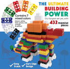 Large Building Blocks for Kids Ages 3-8 – 432 Piece Mega Set – Indoor & Outdoor STEM Toy for Boys & Girls