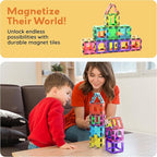 PicassoTiles 42pcs Magnetic Tiles Magnet Blocks See-Through Shape STEM Toys Building Block Educational Playset Compatible with Major Brand Tile -Starter Set for Boys and Girls Toddlers Ages 3+ PT42