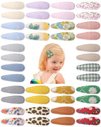 doboi 40Pcs Toddler Hair Clips Baby Girl Hair Bows Clips Hair Barrettes Floral Print Non Slip Snap Hairpins Flower Clips Accessories for Baby Girls Kids