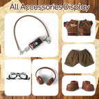 6-Piece 17cm Doll Clothes and Accessories, Retro Style Labu-Clothes-bu with Headphones/Glasses/Leather Jacket/Pants/Shoes/Camera