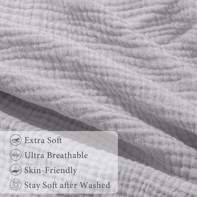 Pro Goleem Muslin Nursing Pillow Cover, 100% Cotton Soft Breathable Feeding Pillow Slipcover for Breastfeeding Moms, Fits Standard Infant Nursing Pillow, for Boys and Girls, 2 Pack (Grey＆Green)