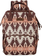 Wrangler Diaper Bag Backpack Aztec Travel Backpack Purses Western Multi-Function Baby Bags for Mom with Waterproof Insulated Pockets