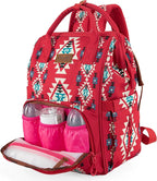 Wrangler Aztec Backpack Organized Daypack Travel Baby Bag with Stroller Strap and Side Bottle Pockets WG2204-9110BDY