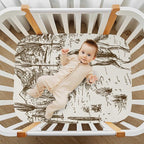 Western Desert Cowboy Crib Sheets for Boys and Girls, Fitted Baby Crib Sheets Soft and Breathable Mini Crib Sheets 52 X 28 X 9 Inches