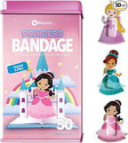 BioSwiss Bandages, Princess Shaped Self Adhesive Bandage, Latex Free Sterile Wound Care, Fun First Aid Kit Supplies for Kids, 50 Count