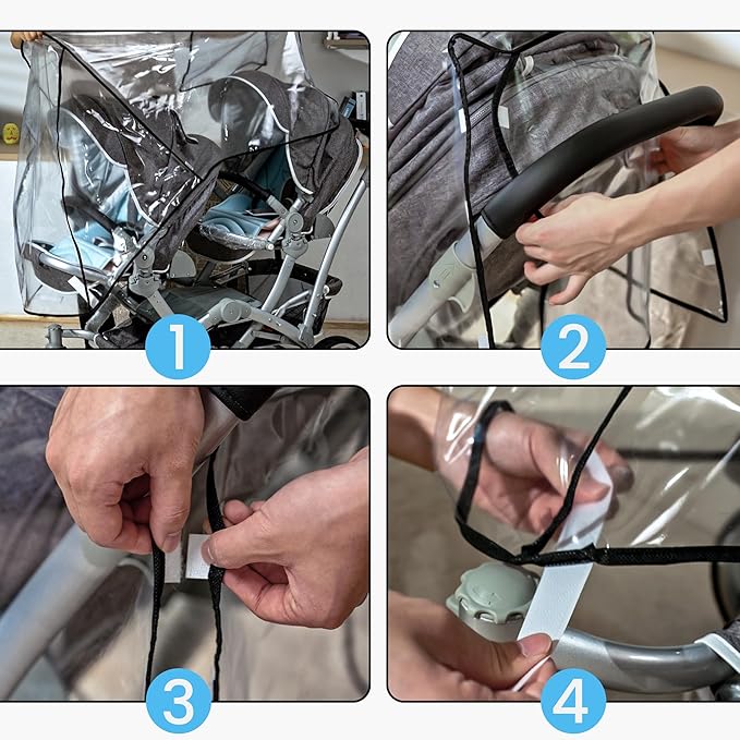 bemece Double Stroller Rain Cover, Weather Shield Double Stroller for Front and Rear Seats Twin Stroller, Baby Outdoor Activities Accessories, Protects Children from Rain, Snow, Wind