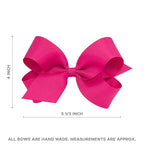 Wee Ones Girls' Plain Wrap Classic Grosgrain Hair Bows on a WeeStay No-Slip Hair Clip, Handmade, Large, Old Gold