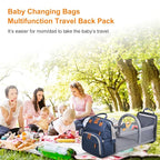 Baby Diaper Bags with Changing Station, Waterproof Diaper Bag Backpack for Moms Dads with USB Charging Port, Baby Shower Gifts, Large Capacity diaper backpack, Blue