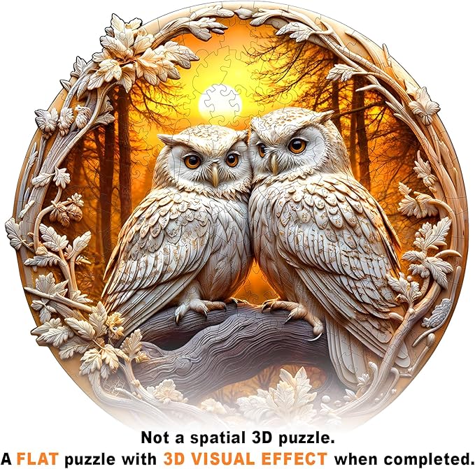 Wooden Puzzles for Adults - Couple Owl Wooden Jigsaw Puzzle - Unique Animal Shaped Wood Puzzles Adult - Creative Birthday Gift Family Game 300pcs