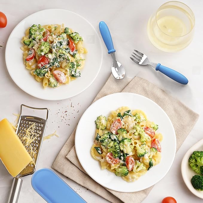 Toddler Utensils, Toddler Forks and Spoons, Baby Stainless Steel Silverware Set with Storage Box for Self Feeding Safe, Dishwasher Safe (2 Set with Case)