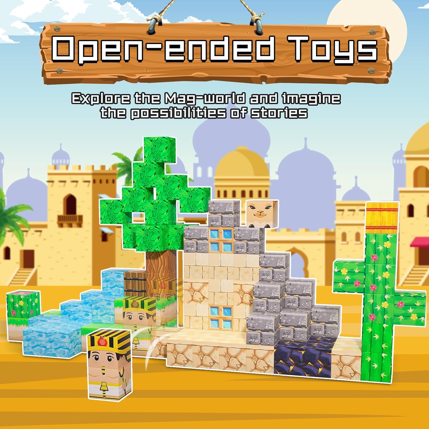 Magnetic Blocks - 100PCS Magnetic Set, STEM Montessori Sensory Toys for 3+ Year Old Boys & Girls, Creative Construction Toys Gift for Toddlers Kids