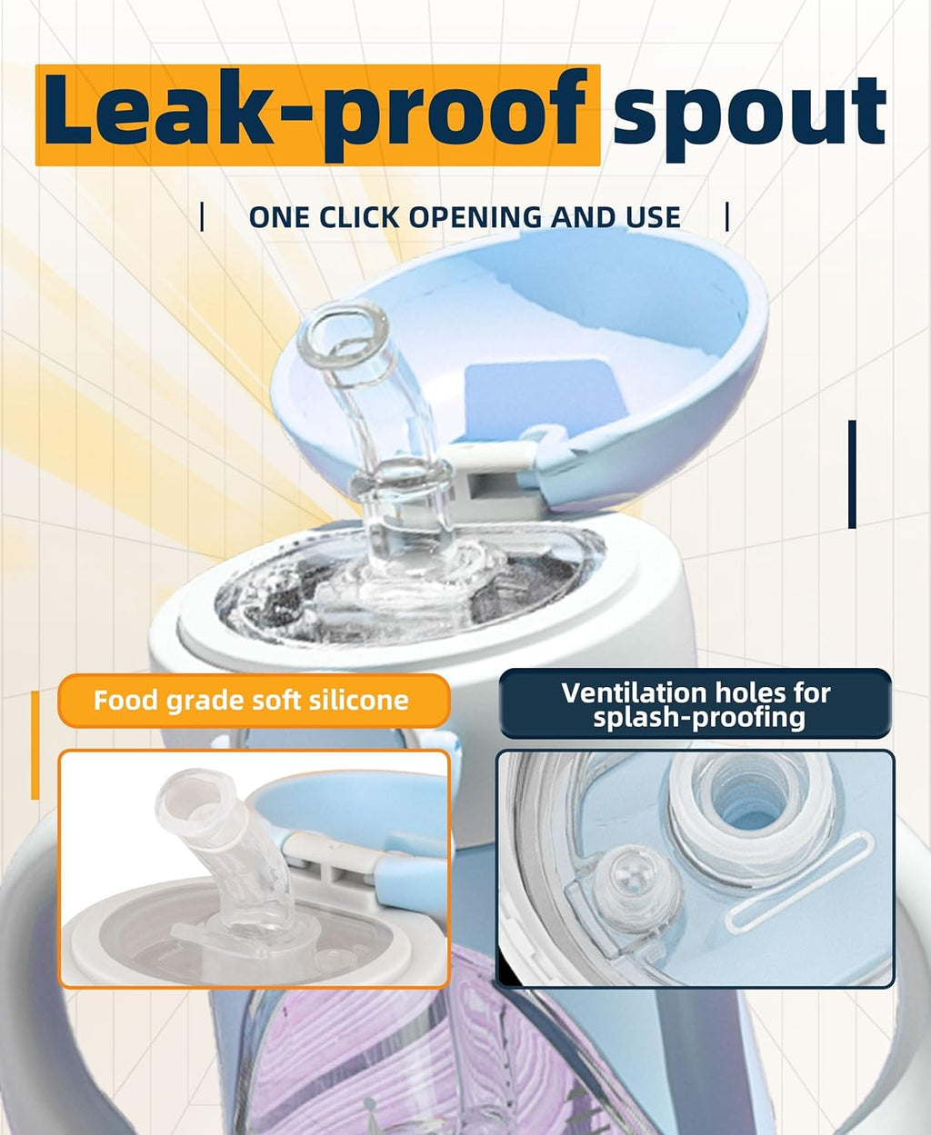 Bunnytoo Baby Sippy Cup with Weighted Straw for Infants 6-12 Months, 8oz Toddler Drinking with Handles, BPA-Free, Transition Trainer for 1+ Year Old (Blue)