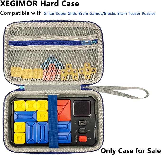 Case Compatible with Giiker Super Slide Brain Games, Protective Storage Bag Holder for Giiker Brain Teaser Puzzles Games Toys (Only Case) (Blue-Grey)