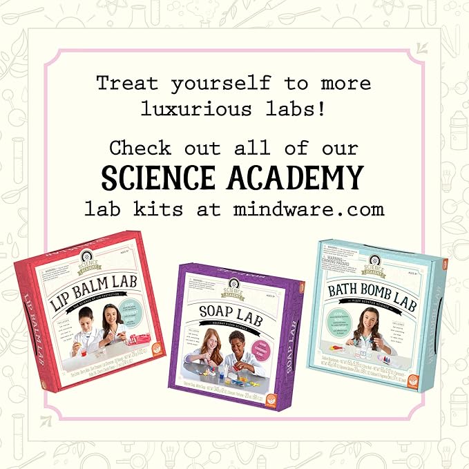 MindWare Science Academy Lava Lip Gloss Lab - 33 Piece Lip Gloss Making Kit - Make 3 DIY Lip Glosses