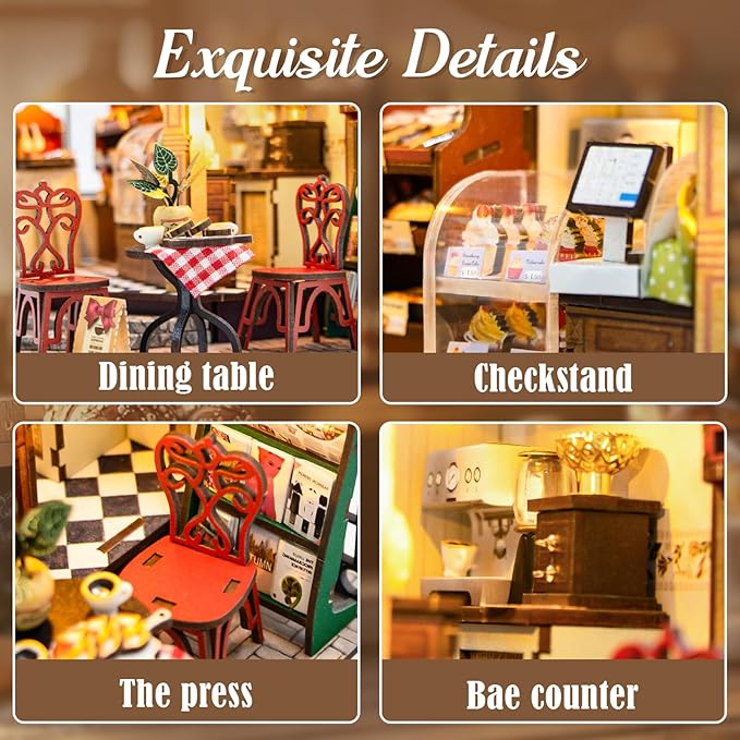 CUTEBEE DIY Dollhouse Miniature Kit, DIY Wooden Dollhouse Kit Miniature House Kit Tiny House Kit, Creative Room Idea (Julia Bakery)